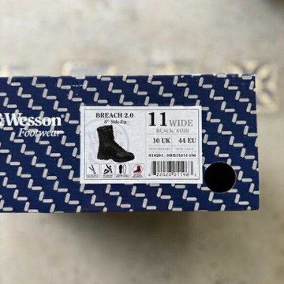 NWB Smith & Wesson Black Boots Breach 2.0 8" Side-Zip Size11 Wide SWB11011-100 - Picture 6 of 6